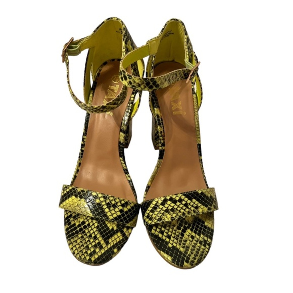 Taxi Square Block Snakeskin Print Neon Color Shoes Size 7 1/2